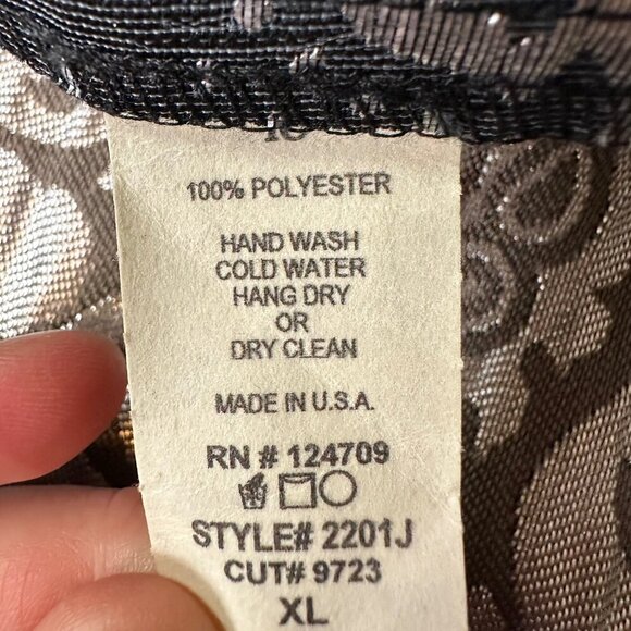 IC Connie K Jacket X-Large Tapestry Artsy Open Front Silver Metallic Patchwork - Picture 2 of 6